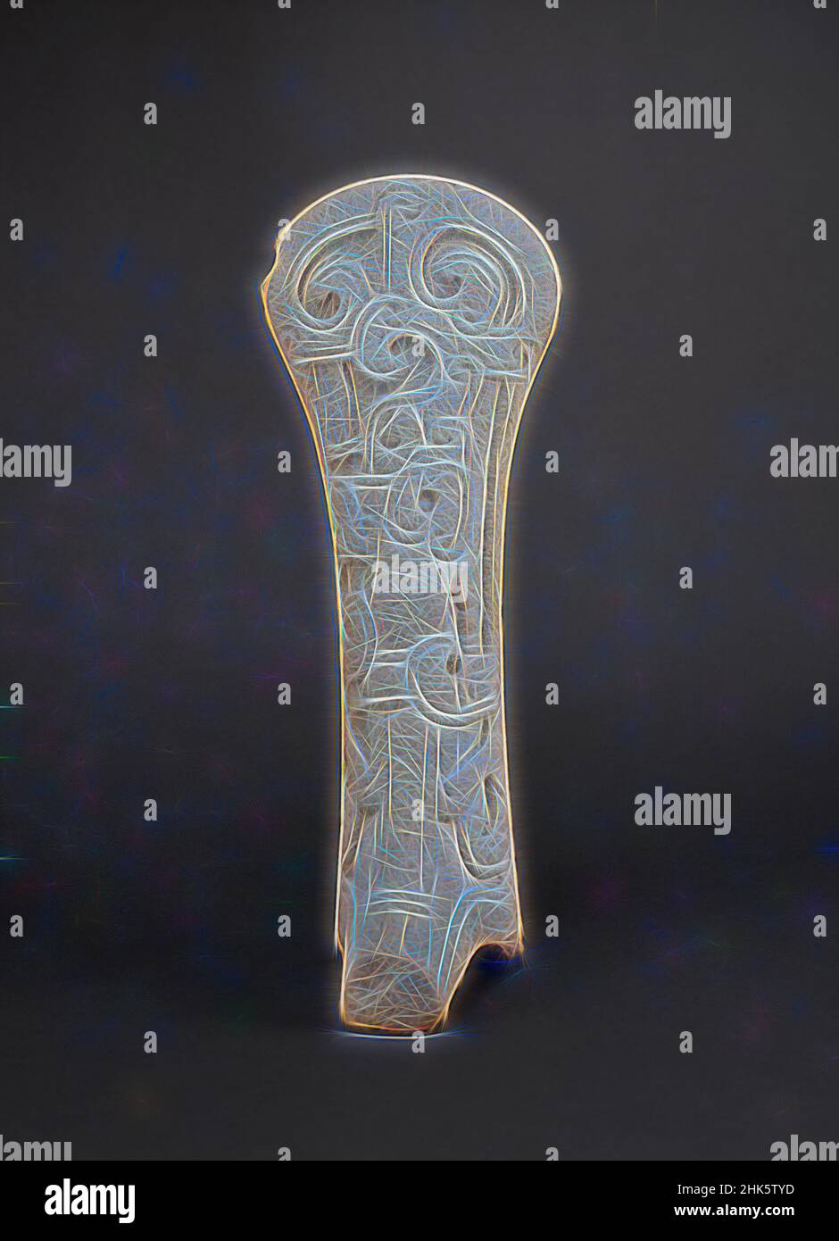 Ispirato a Palma, Veracruz classico, periodo tardo classico, 600–909, 909, Pietra, Veracruz, Messico, America settentrionale e centrale, pietra e minerali, 21 x 8 x 6 poll. (53,3 x 20,3 x 15,2 cm, reinventato da Artotop. L'arte classica reinventata con un tocco moderno. Design di calda e allegra luminosità e di raggi di luce. La fotografia si ispira al surrealismo e al futurismo, abbracciando l'energia dinamica della tecnologia moderna, del movimento, della velocità e rivoluzionando la cultura Foto Stock