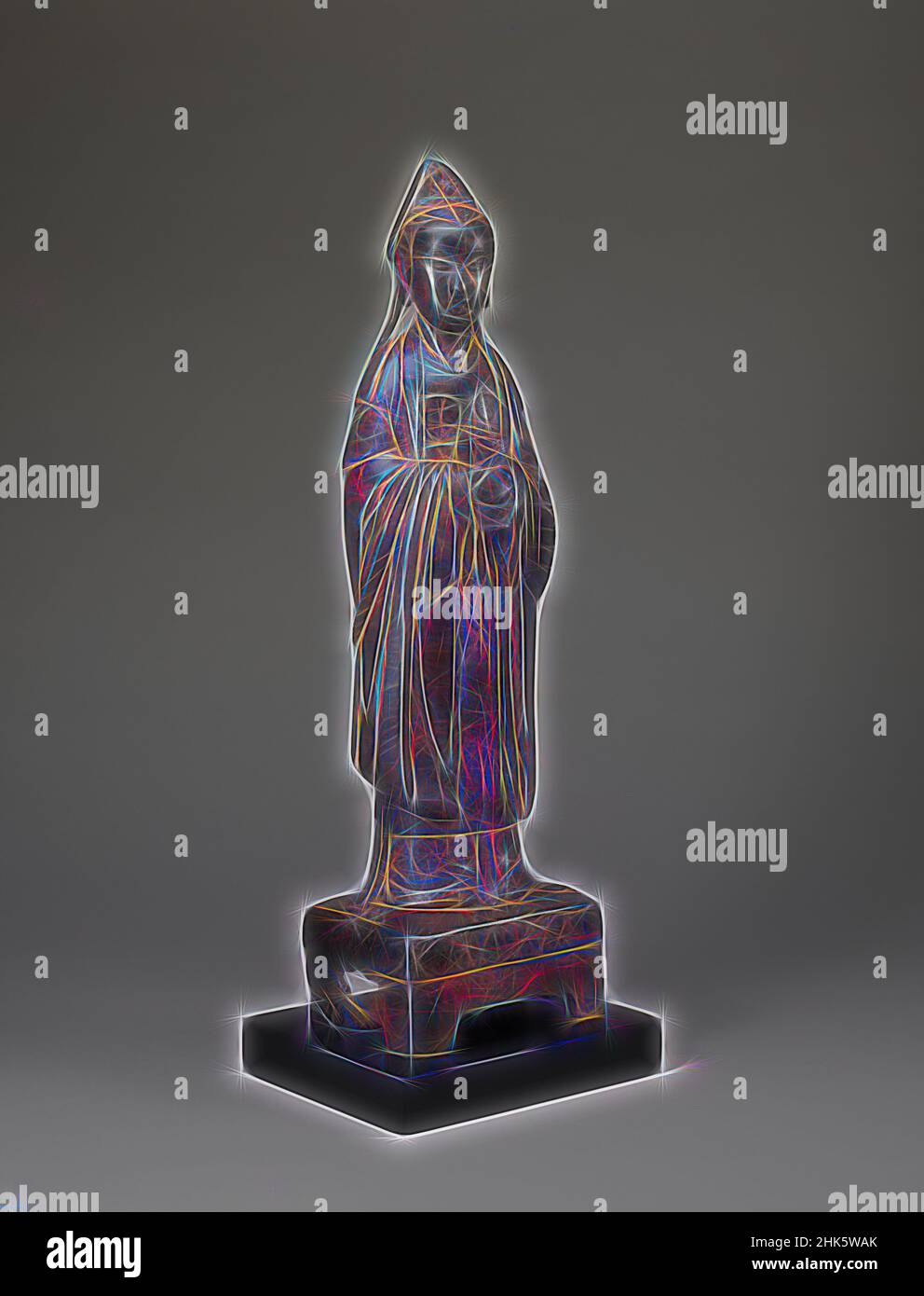Ispirato dal Sovrano primordiale delle nuvole colorate di Dawn (Bixia yuanjun), cinese, dinastia Southern Song, 1127–1279, 12th–13th secolo, Bronzo con doratura, Cina, Asia, lavorazione del metallo, scultura, 25 x 7 poll. (63,5 x 17,8 cm, riimmaginato da Artotop. L'arte classica reinventata con un tocco moderno. Design di calda e allegra luminosità e di raggi di luce. La fotografia si ispira al surrealismo e al futurismo, abbracciando l'energia dinamica della tecnologia moderna, del movimento, della velocità e rivoluzionando la cultura Foto Stock