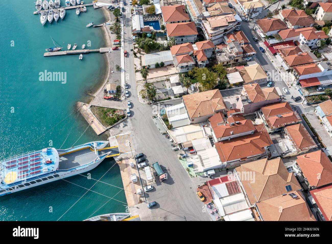 Nydri una piccola città di Lefkada, Grecia Foto Stock