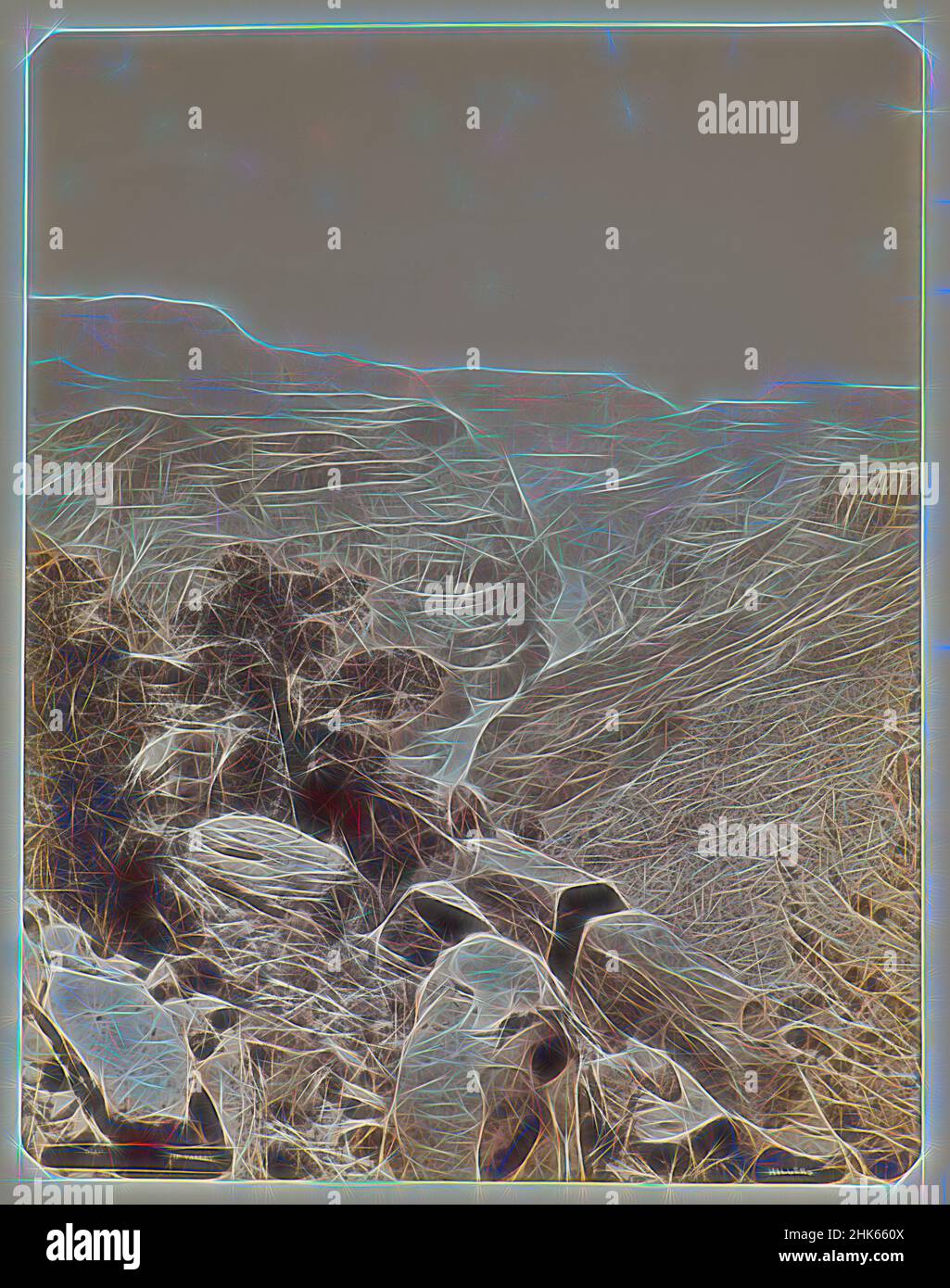 Ispirato da Gra---wip Valley (Zion National Park, Utah), John K. Hillers, americano (nato in Germania), 1843–1925, 1872–73, stampa albume, Utah, Stati Uniti, America settentrionale e centrale, fotografie, 12 3/8 x 9 5/8 pollici, reinventato da Artotop. L'arte classica reinventata con un tocco moderno. Design di calda e allegra luminosità e di raggi di luce. La fotografia si ispira al surrealismo e al futurismo, abbracciando l'energia dinamica della tecnologia moderna, del movimento, della velocità e rivoluzionando la cultura Foto Stock