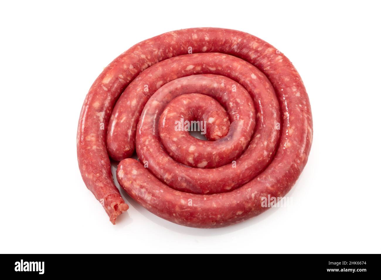 Salsiccia di Bra, Piemonte, Italia: Salsiccia a base di manzo magro e pancia di maiale. Si mangia crudo o alla griglia Foto Stock