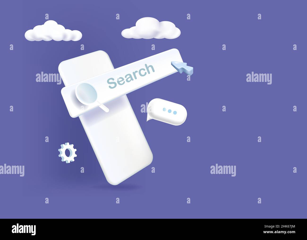 Ricerca su Internet con smartphone - il telefono cellulare con la barra di ricerca visualizzata. Illustrazione Vettoriale