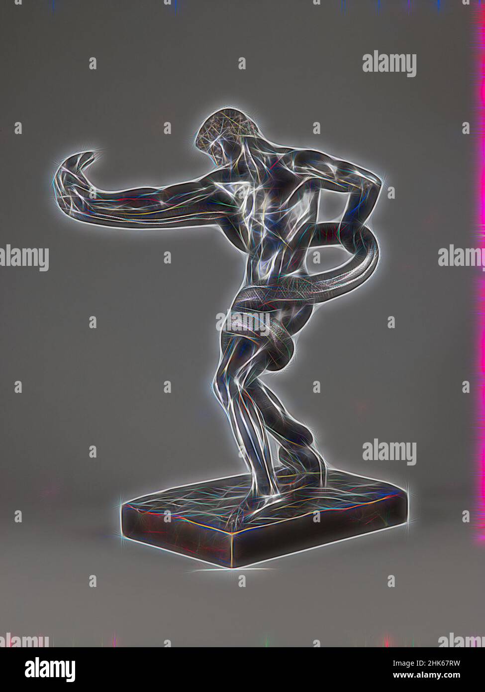 Ispirato da Athlete Wrestling con un Python, Frederic, Lord Leighton, inglese, 1830–1896, 1877, Bronzo, made in England, Europe, scultura, altezza base compresa: 20 5/16 poll. (51,6 cm, riimmaginato da Artotop. L'arte classica reinventata con un tocco moderno. Design di calda e allegra luminosità e di raggi di luce. La fotografia si ispira al surrealismo e al futurismo, abbracciando l'energia dinamica della tecnologia moderna, del movimento, della velocità e rivoluzionando la cultura Foto Stock