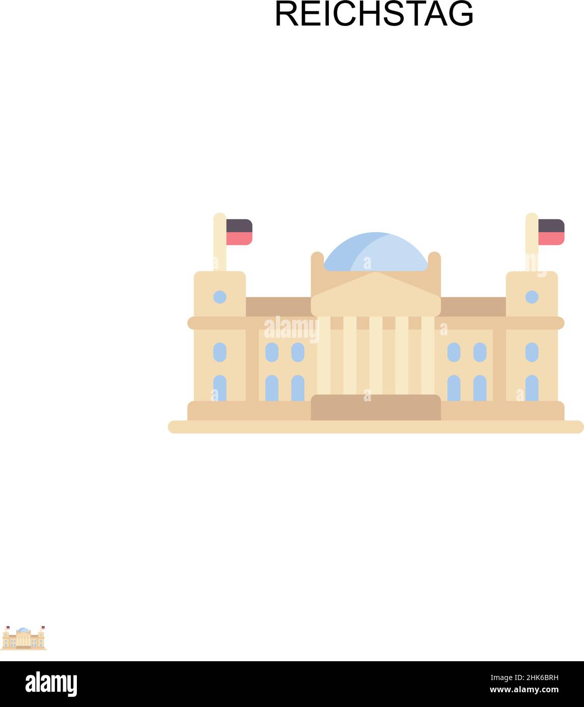 Icona vettore semplice Reichstag. Modello di disegno del simbolo di illustrazione per l'elemento dell'interfaccia utente mobile Web. Illustrazione Vettoriale