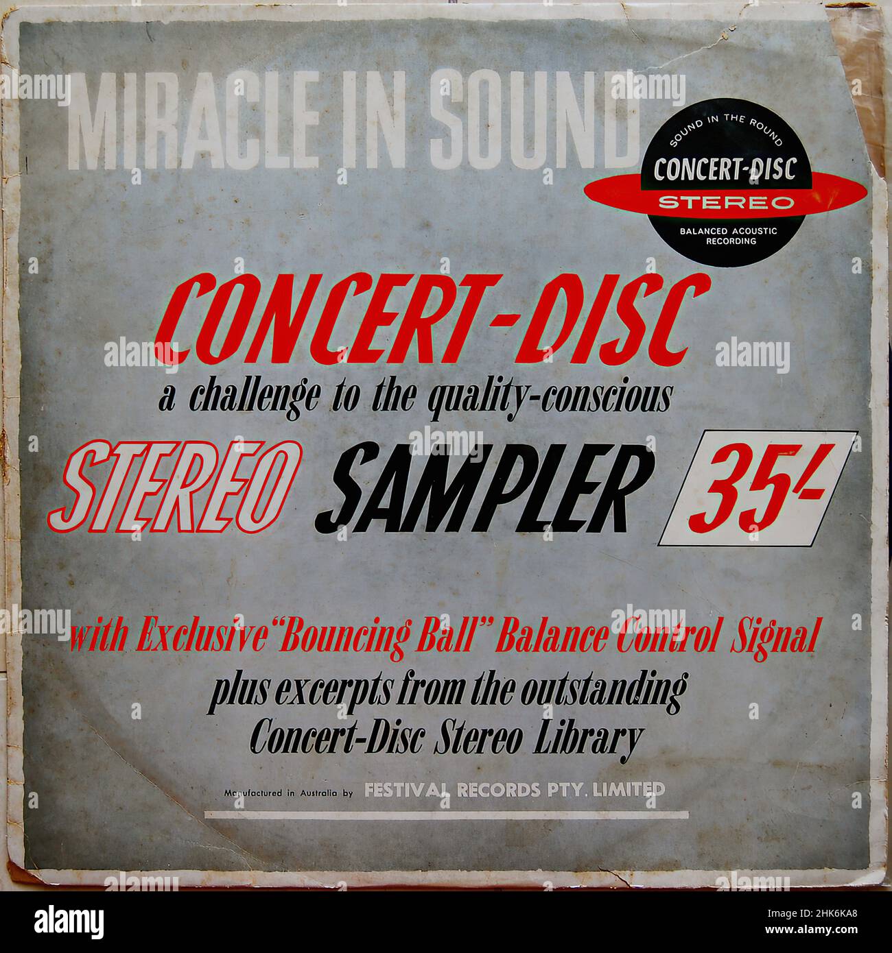 Copertina Vintage Vinyl record - Hi Fidelity Stereo Test Record - disco da concerto Stereo Sampler - frontale Foto Stock