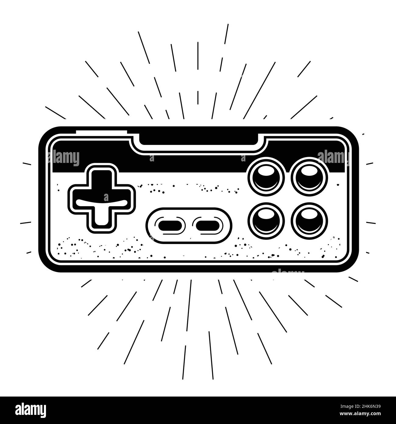 Controller di gioco retro quadrato a due mani, vecchio gamepad console, vettore Illustrazione Vettoriale