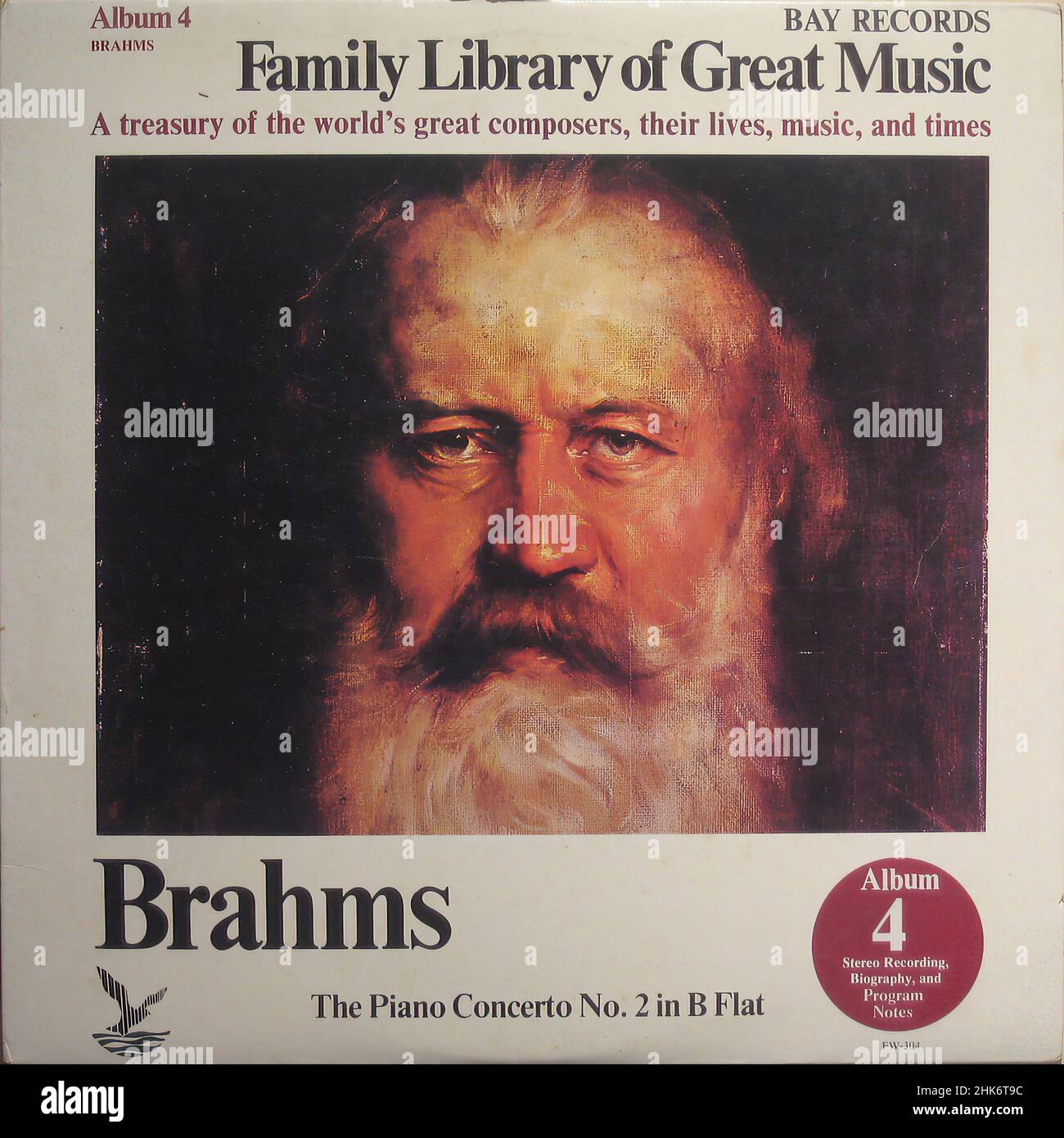 Copertina del disco in vinile d'epoca - classica - Biblioteca di Famiglia di Grande Musica - Brahms - il Concerto per pianoforte No. 2 in B Flat 00001 Foto Stock