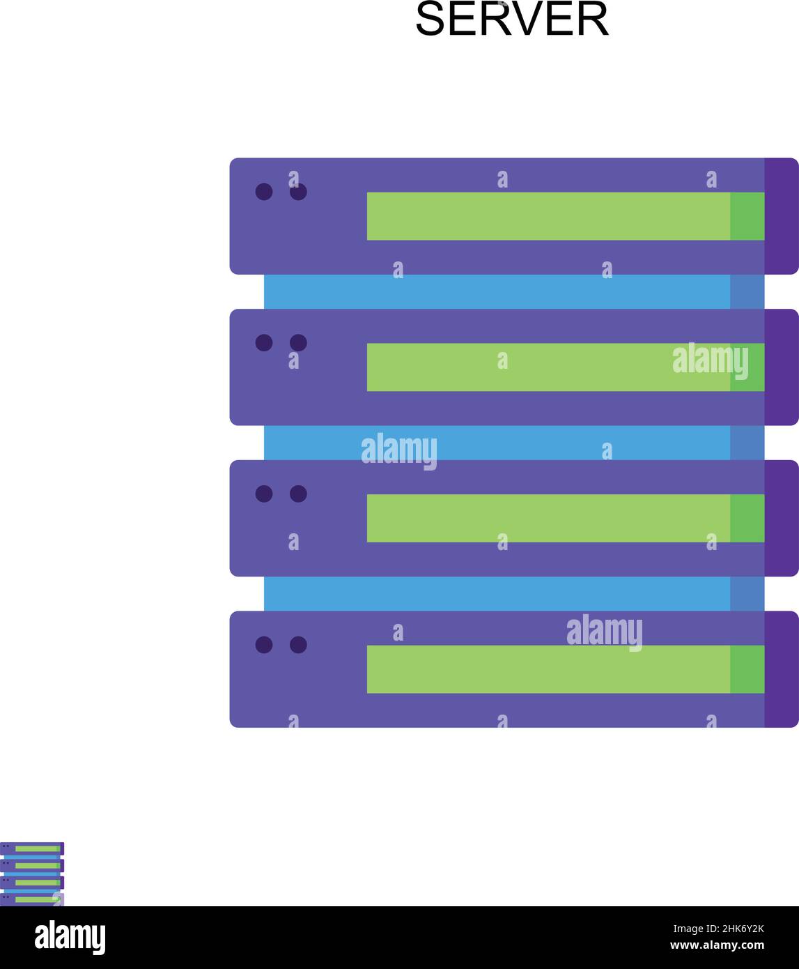 Icona vettore semplice server. Modello di disegno del simbolo di illustrazione per l'elemento dell'interfaccia utente mobile Web. Illustrazione Vettoriale