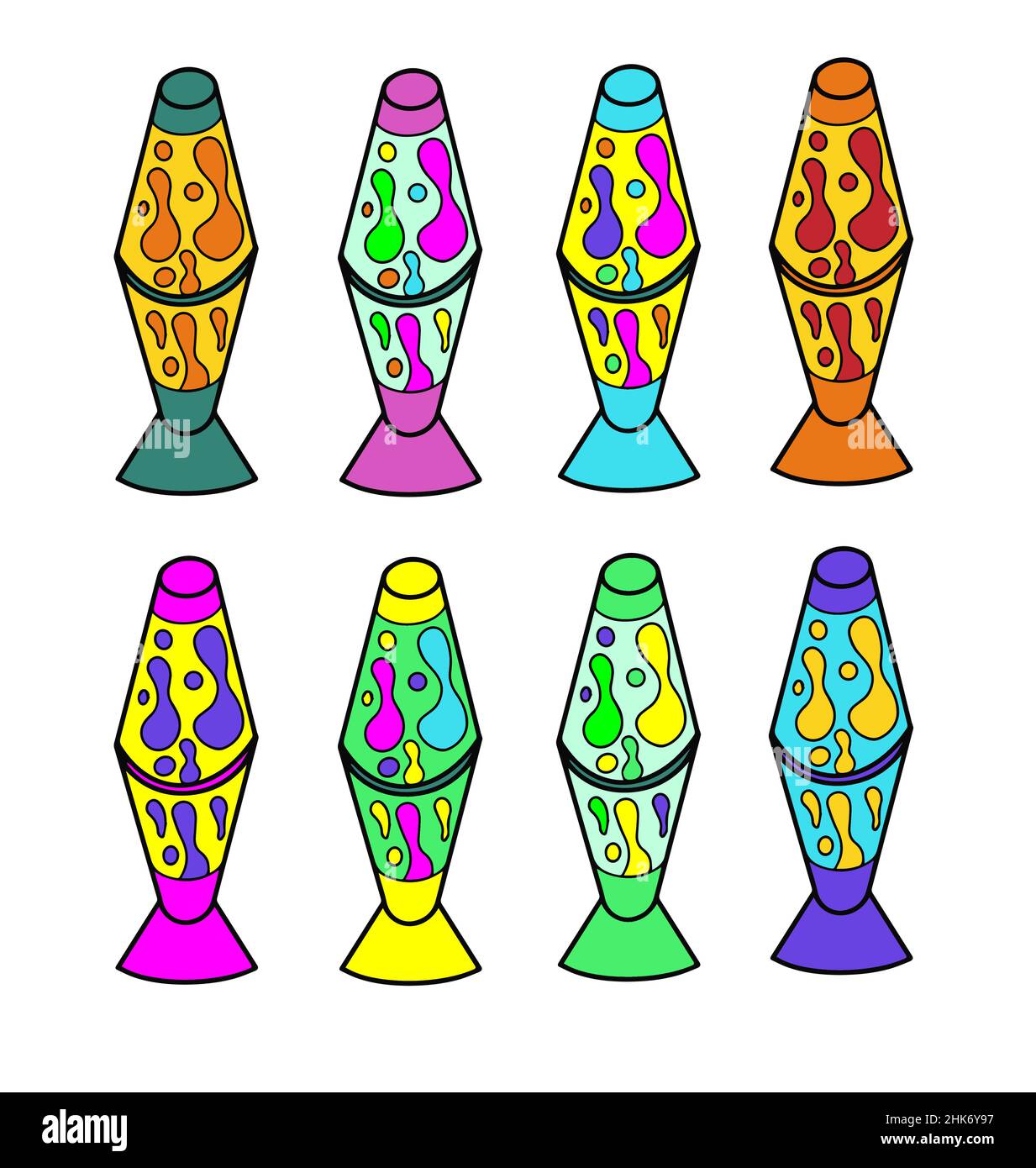 Set di lampade laviche. Divertente hippie 60s,70s stile lava luce.  Psichedelico,grovy,trippy. Illustrazione vettoriale Immagine e Vettoriale -  Alamy