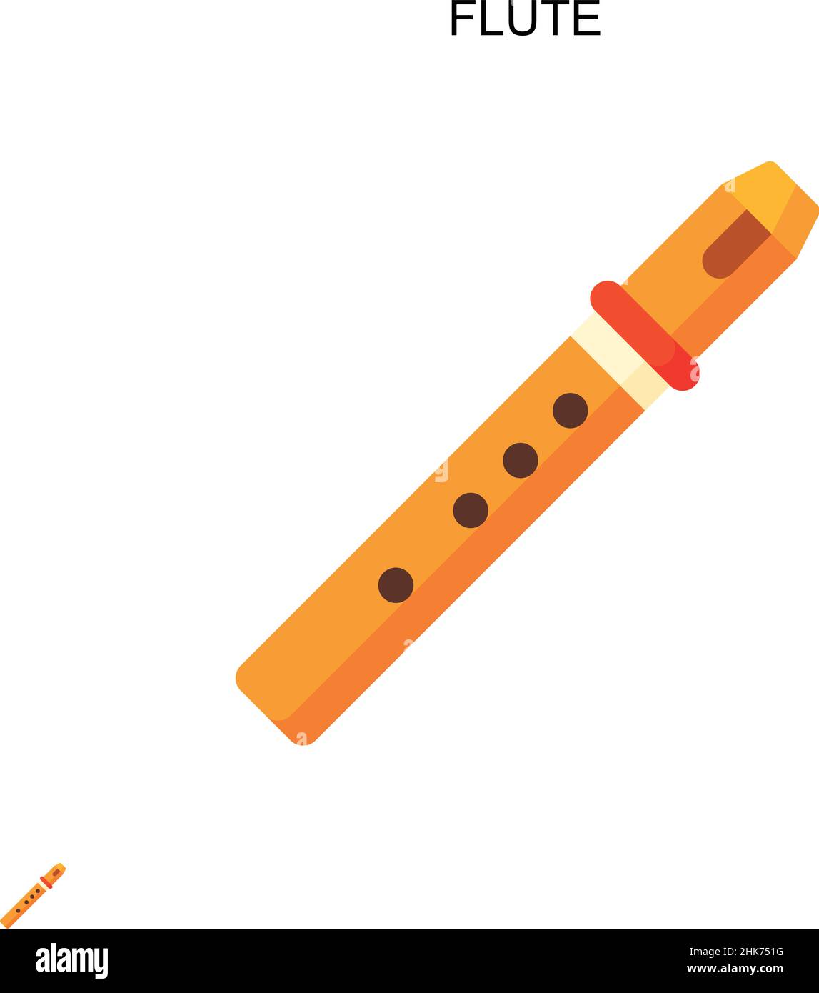 Icona vettore semplice flauto. Modello di disegno del simbolo di illustrazione per l'elemento dell'interfaccia utente mobile Web. Illustrazione Vettoriale