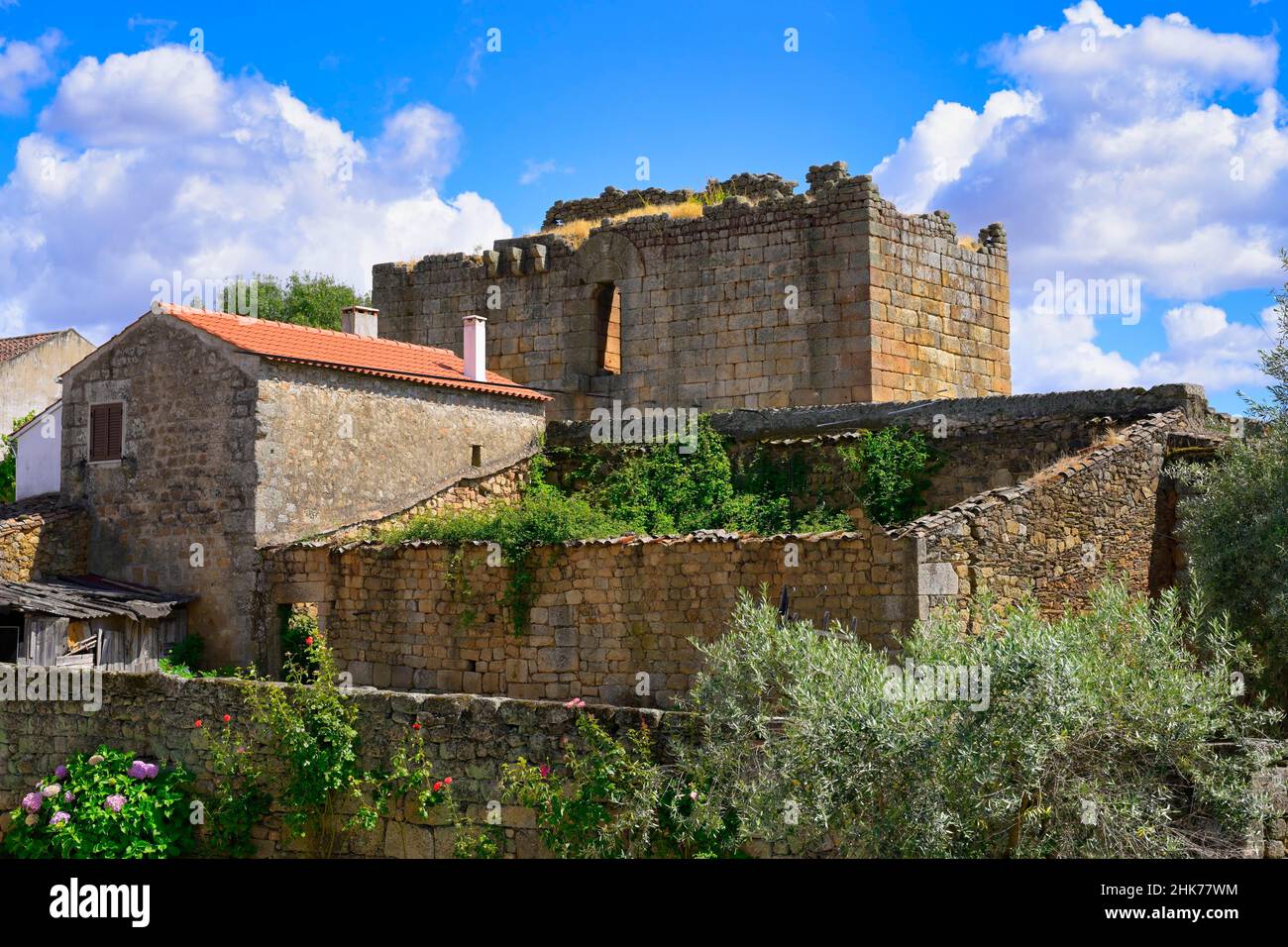 Templari Donjon, Idanha-a-Velha villaggio, Serra da Estrela, Beira alta, Portogallo Foto Stock