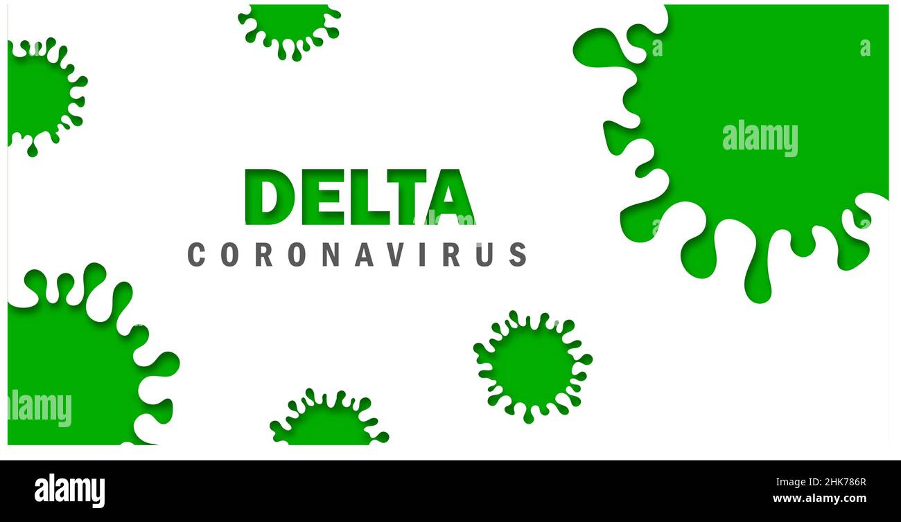 Nuova variante di Coronavirus o SARS-COV-2 Delta B.1.617.2 Illustrazione verde. Illustrazione Vettoriale