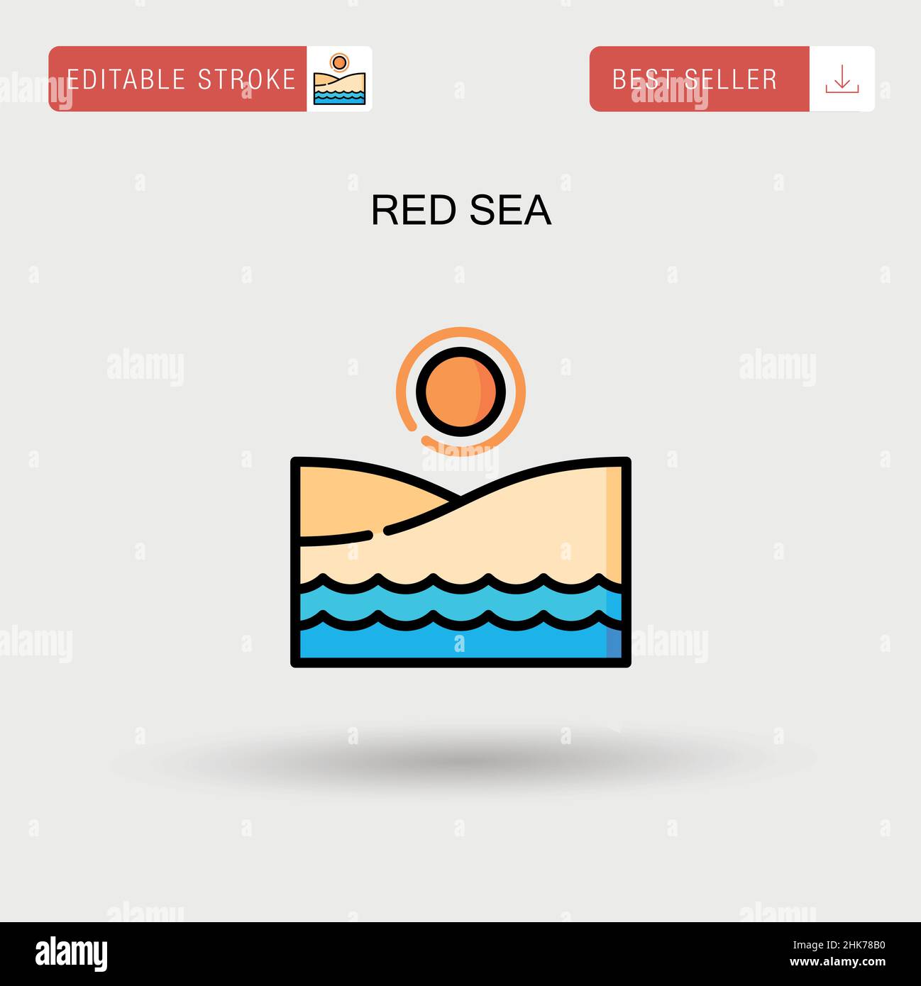 Icona vettoriale semplice del mare rosso. Illustrazione Vettoriale