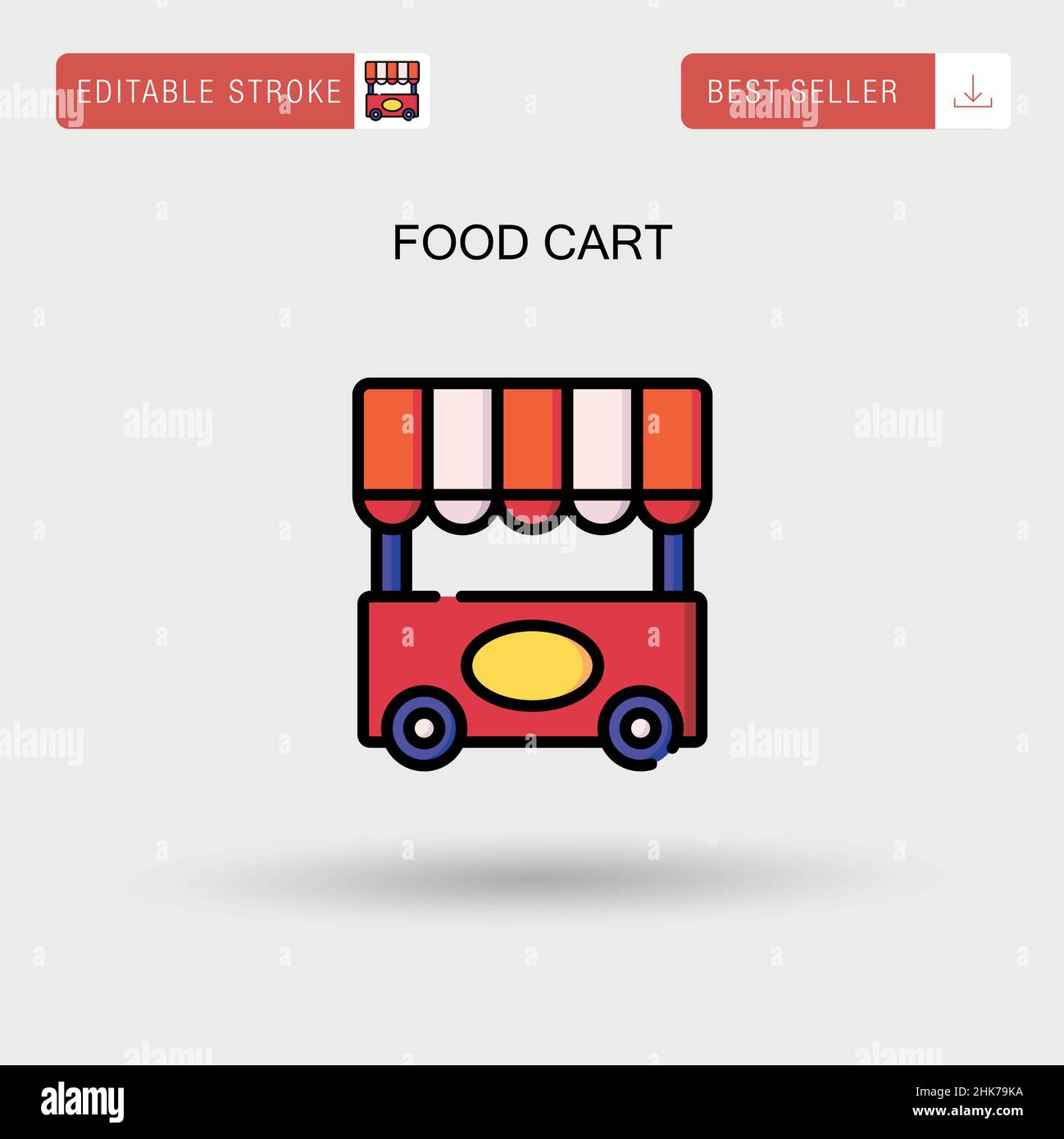 Icona vettoriale semplice del carrello per alimenti. Illustrazione Vettoriale