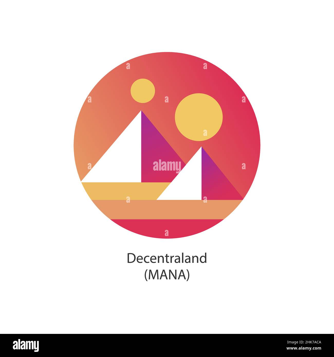 Decentraland (MANA) Cryptocurrency platform token logo moneta icona isolato su sfondo bianco. Illustrazione vettoriale Illustrazione Vettoriale