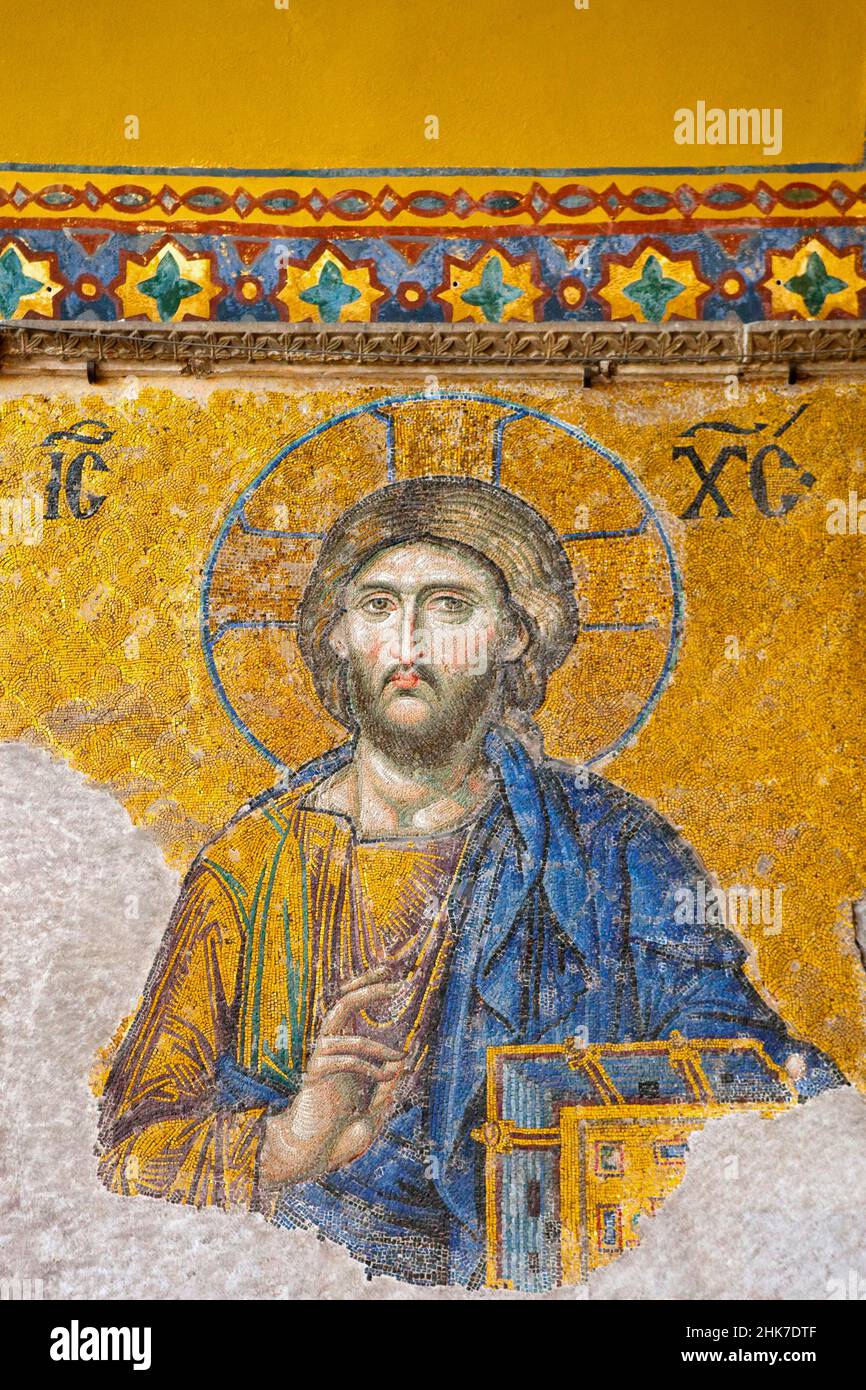 Hagia Sophia, mosaico di Cristo Pantocratore, Istanbul, Turchia Foto Stock