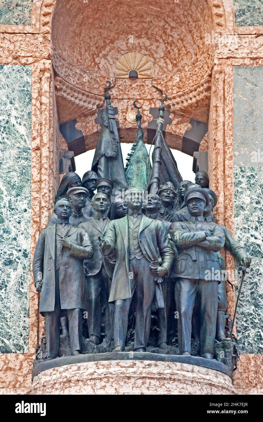 Kemal Atatuerk, Monumento alla Repubblica, Piazza Taksim, Istanbul, Turchia Foto Stock