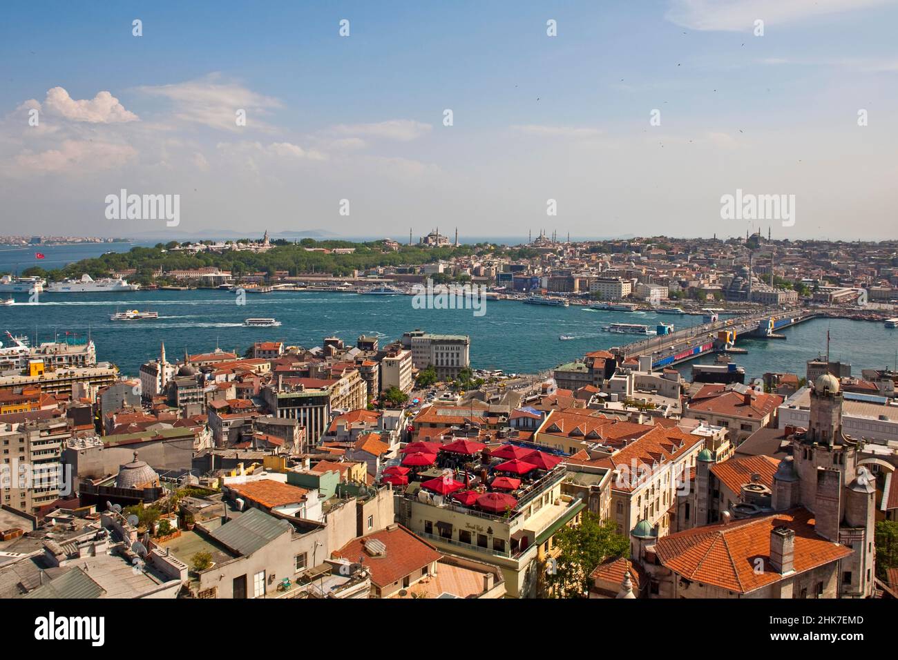 Vista panoramica dalla Torre Galata nel quartiere di Karakoey, Istanbul, Turchia Foto Stock