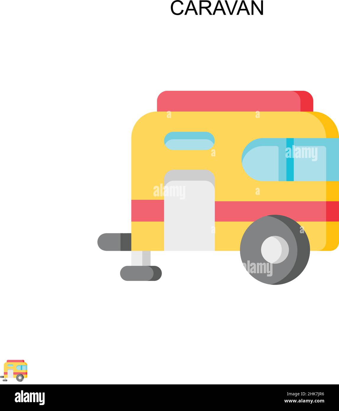 Icona vettore semplice caravan. Modello di disegno del simbolo di illustrazione per l'elemento dell'interfaccia utente mobile Web. Illustrazione Vettoriale