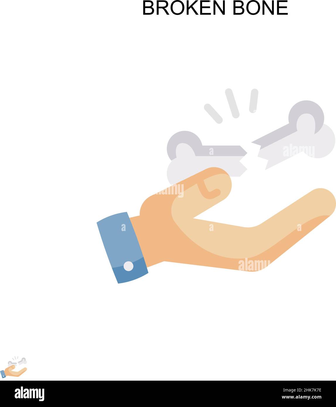 Icona vettore semplice osso rotto. Modello di disegno del simbolo di illustrazione per l'elemento dell'interfaccia utente mobile Web. Illustrazione Vettoriale