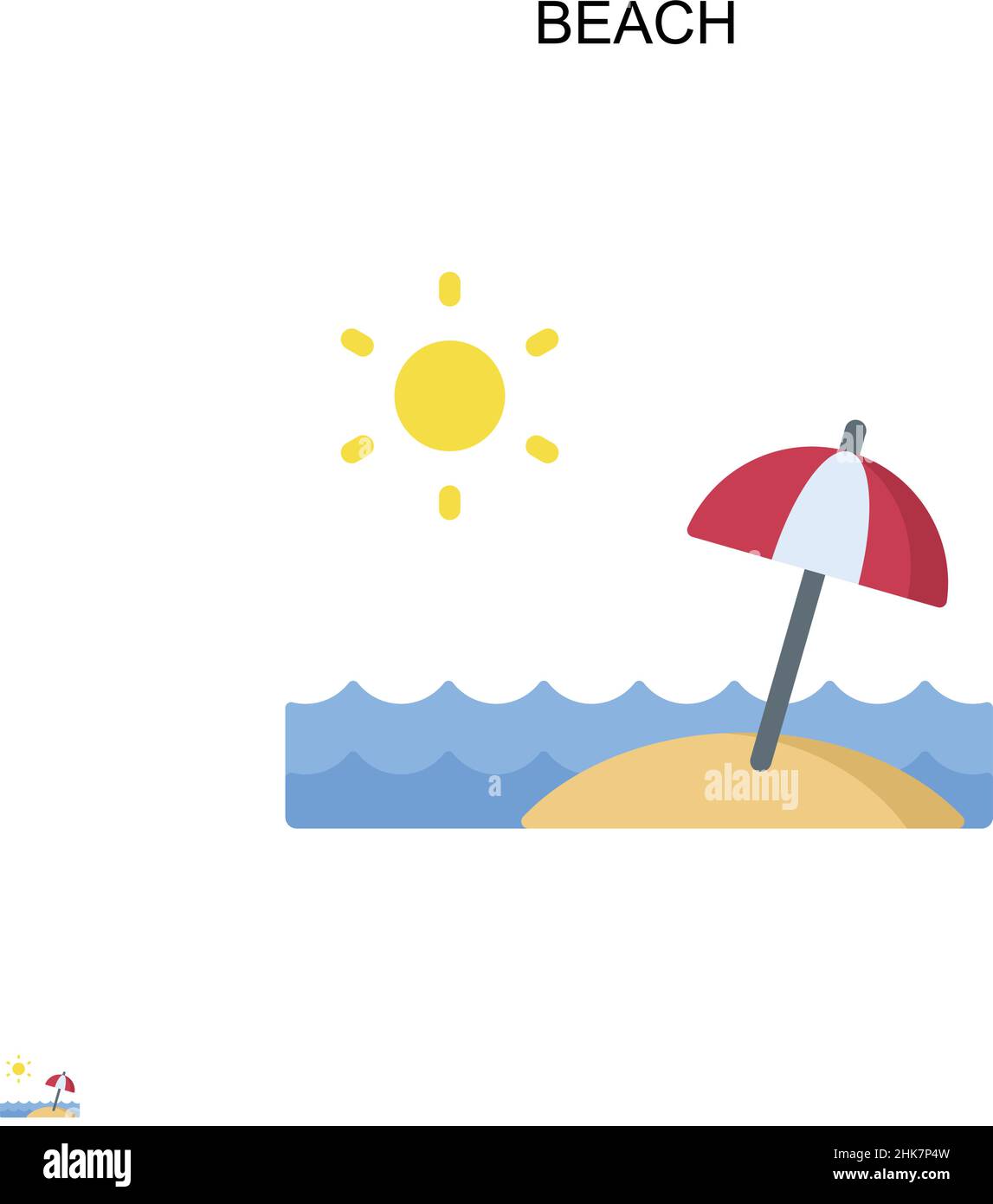 Spiaggia semplice icona vettoriale. Modello di disegno del simbolo di illustrazione per l'elemento dell'interfaccia utente mobile Web. Illustrazione Vettoriale Spiaggia semplice icona vettoriale. Modello di disegno del simbolo di illustrazione per l'elemento dell'interfaccia utente mobile Web. Illustrazione Vettoriale