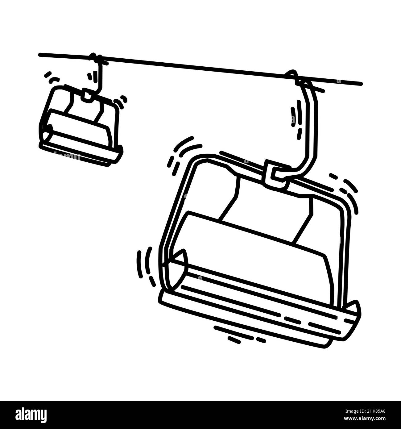 Colpire le piste parte di attività invernali per famiglia disegnata a mano icona set Vector. Illustrazione Vettoriale