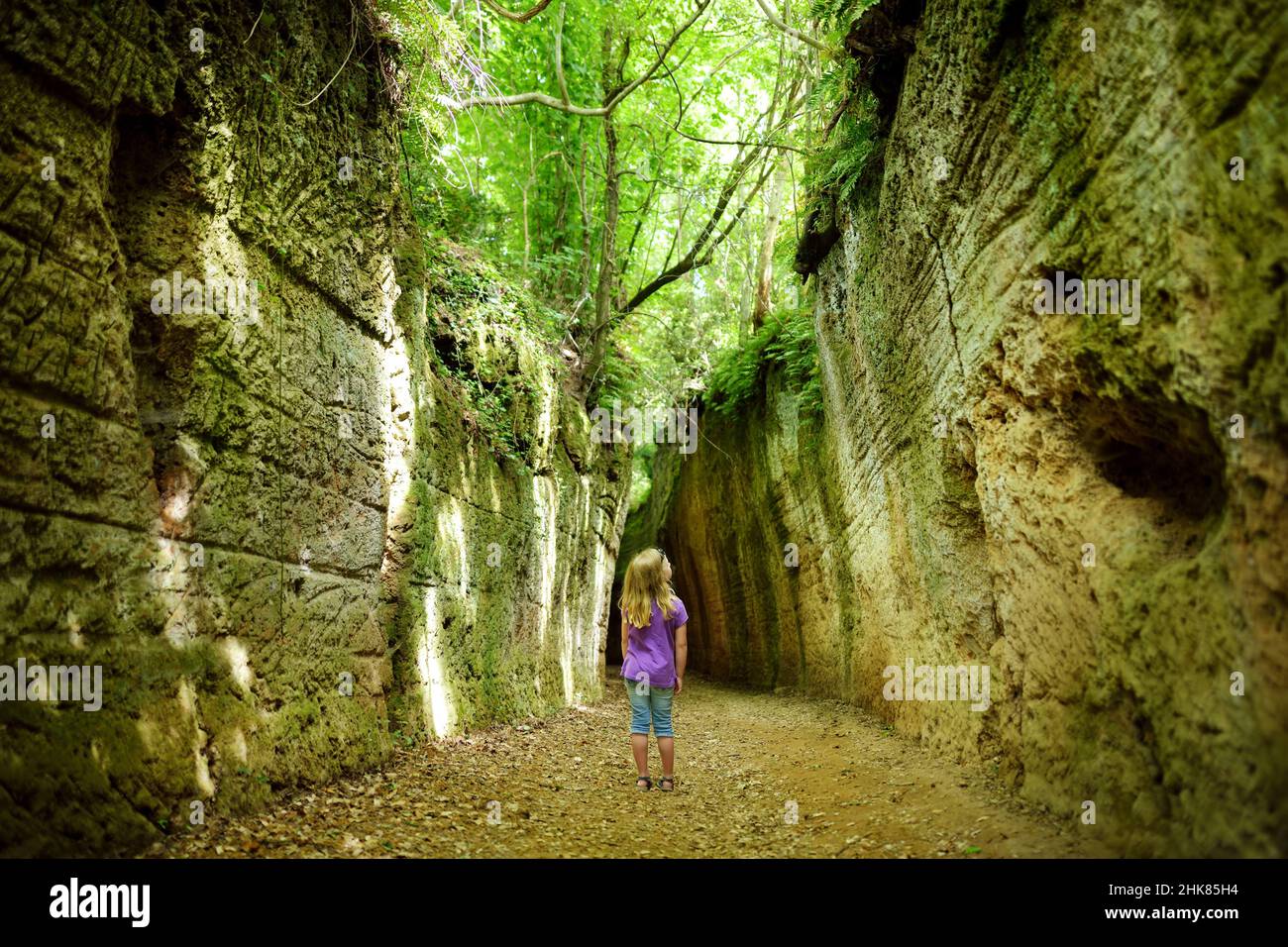 Grotta le vie etrusca (Via Cava), il sentiero che collega antiche necropoli  e diversi insediamenti nella zona tra Sovana, Sorano e Pitigliano. CIT Foto  stock - Alamy