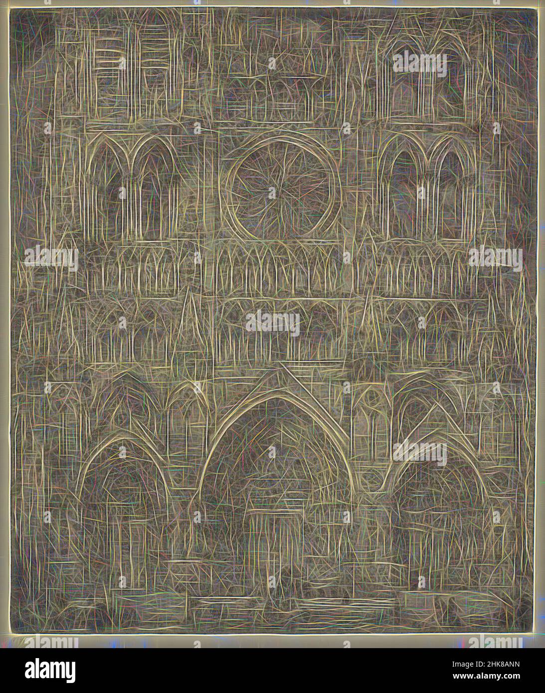 Ispirato dalla Cattedrale di Amiens, Marius Bauer, circa 1890-91, etching, il recente rilancio dell'interesse per l'Orientalismo ha portato alla riscoperta del pittore e tipografo olandese Marius Bauer, tecnicamente eccezionale ma ingiustamente emarginato. (1867-1932). Bauer era un viaggiatore inveterato, che andava a, reinventato da Artotop. L'arte classica reinventata con un tocco moderno. Design di calda e allegra luminosità e di raggi di luce. La fotografia si ispira al surrealismo e al futurismo, abbracciando l'energia dinamica della tecnologia moderna, del movimento, della velocità e rivoluzionando la cultura Foto Stock
