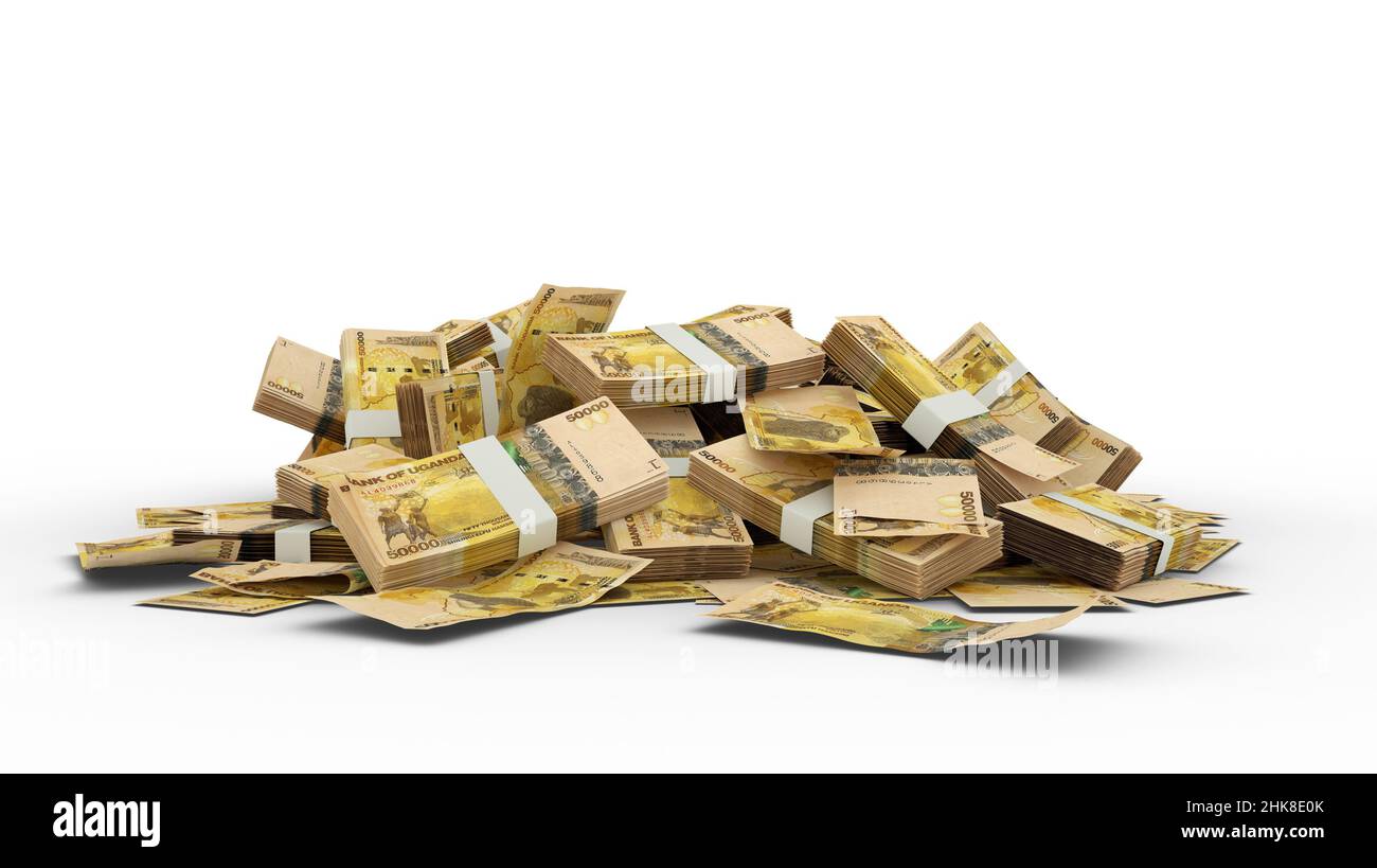 3D Stack di 50000 note di shilling ugandesi Foto Stock