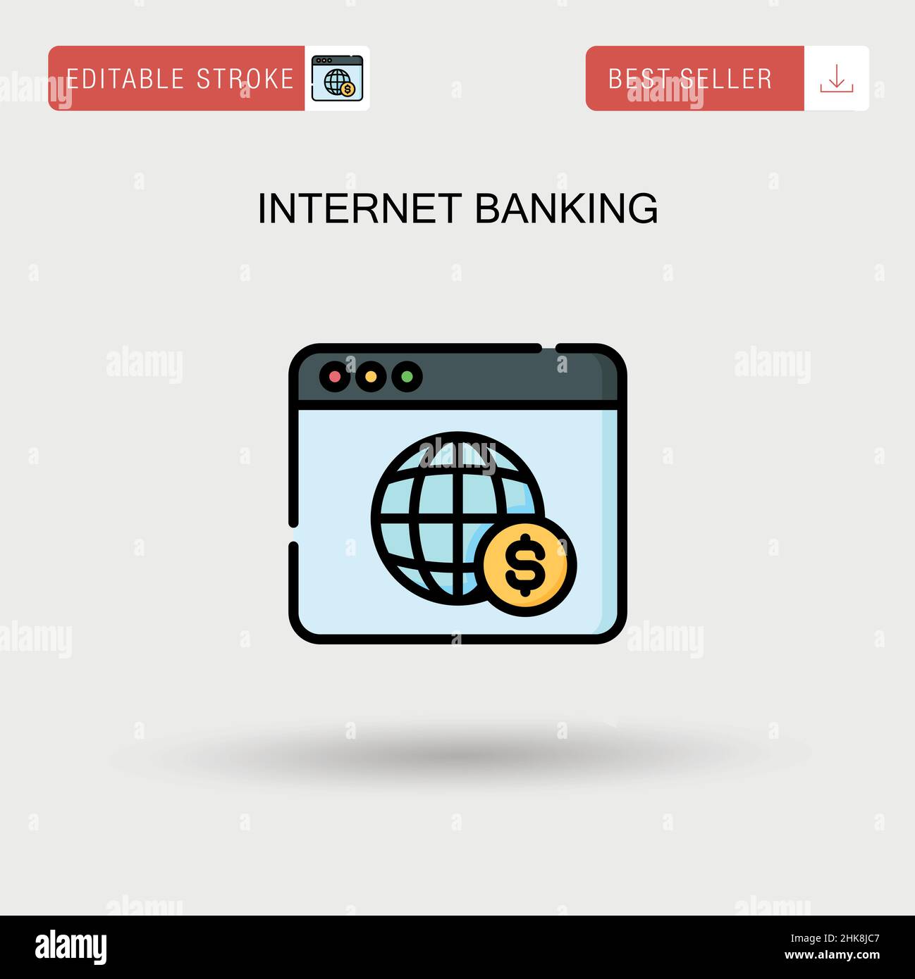 Internet banking semplice icona vettoriale. Illustrazione Vettoriale