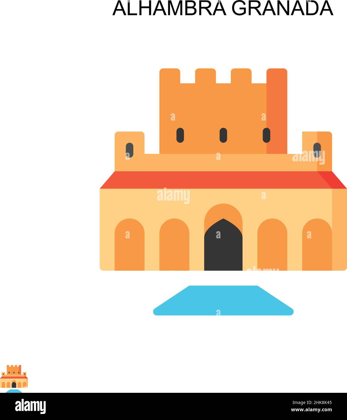Alhambra granada semplice icona vettoriale. Modello di disegno del simbolo di illustrazione per l'elemento dell'interfaccia utente mobile Web. Illustrazione Vettoriale