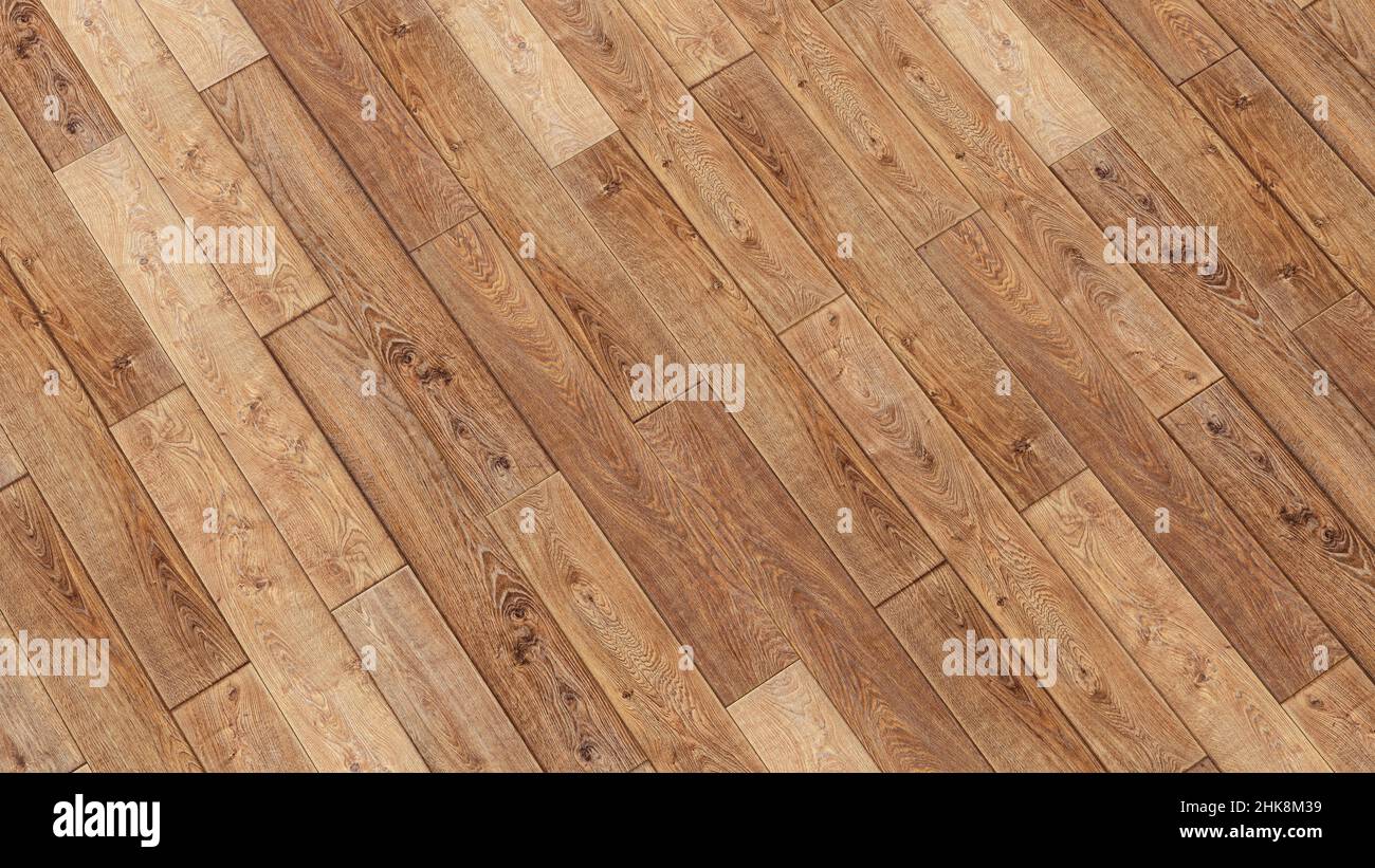 Pavimenti in legno di quercia di recente installazione, pavimenti in parquet Foto Stock