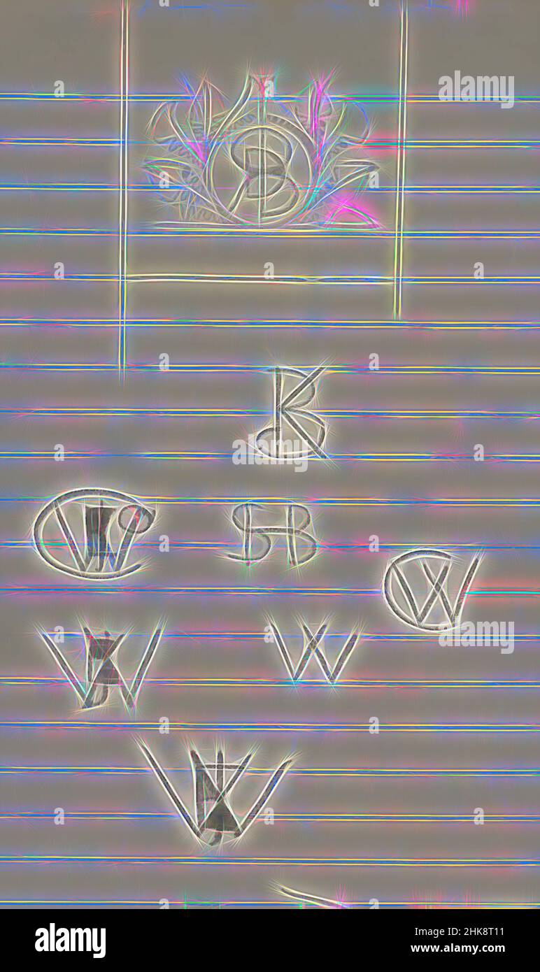 Ispirato a Designs for a ex libris, reinventato da Artotop. L'arte classica reinventata con un tocco moderno. Design di calda e allegra luminosità e di raggi di luce. La fotografia si ispira al surrealismo e al futurismo, abbracciando l'energia dinamica della tecnologia moderna, del movimento, della velocità e rivoluzionando la cultura Foto Stock