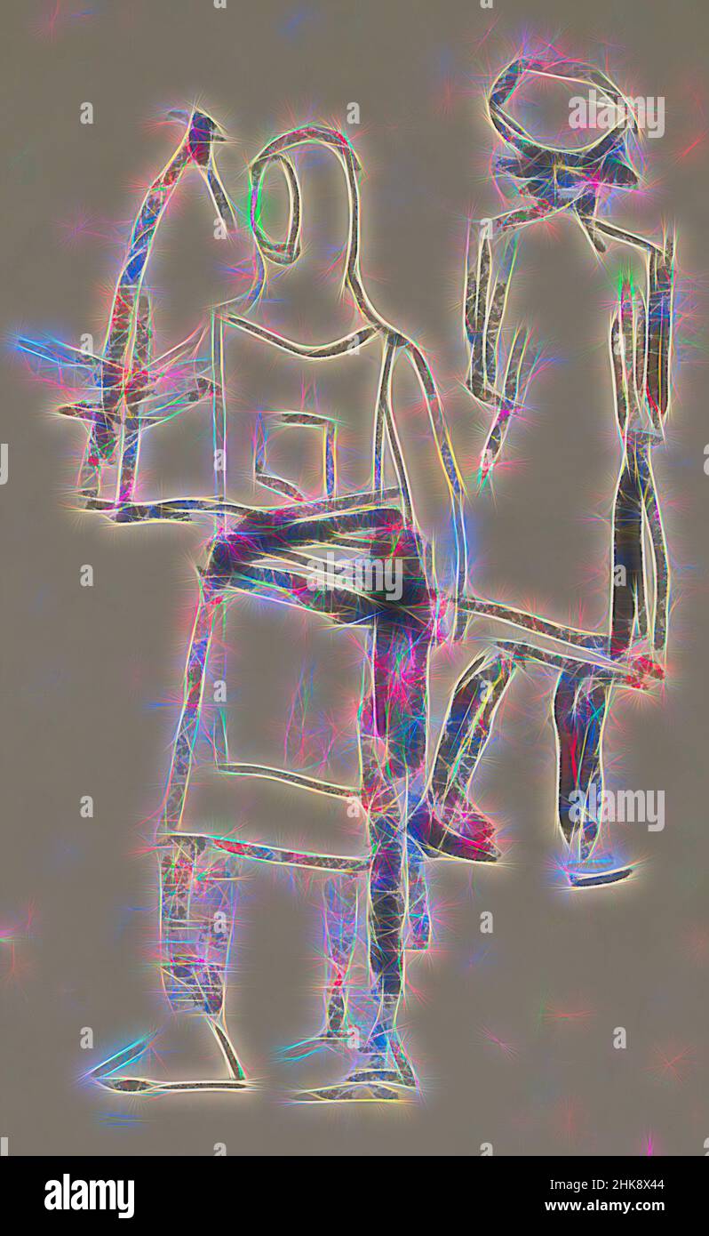 Ispirato da possibili attori. Due figure in piedi in costumi storici l'Aia, reinventato da Artotop. L'arte classica reinventata con un tocco moderno. Design di calda e allegra luminosità e di raggi di luce. La fotografia si ispira al surrealismo e al futurismo, abbracciando l'energia dinamica della tecnologia moderna, del movimento, della velocità e rivoluzionando la cultura Foto Stock