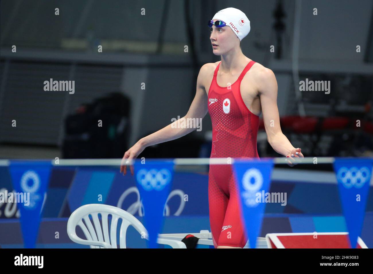 26th LUGLIO 2021 - TOKYO, GIAPPONE: Taylor Ruck del Canada in azione durante la semifinale del backstroke 100m delle donne ai Giochi Olimpici di Tokyo 2020 (Foto: M Foto Stock