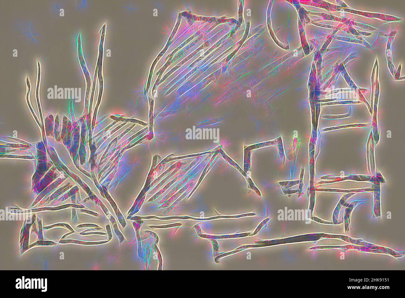 Ispirato dalla vista del Nieuwe Teertuinen ad Amsterdam, Paesi Bassi. Al centro la gru del tarcooker. E fatto ad Amsterdam Paesi Bassi, vista del Nieuwe Teertuinen ad Amsterdam Paesi Bassi, reinventato da Artotop. L'arte classica reinventata con un tocco moderno. Design di calda e allegra luminosità e di raggi di luce. La fotografia si ispira al surrealismo e al futurismo, abbracciando l'energia dinamica della tecnologia moderna, del movimento, della velocità e rivoluzionando la cultura Foto Stock