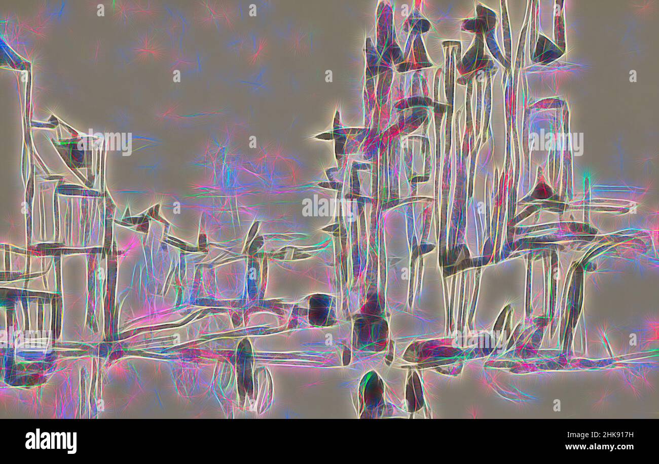 Ispirato dal volto ad Amsterdam, Paesi Bassi. Al centro un ponte. Figure davanti, reinventate da Artotop. L'arte classica reinventata con un tocco moderno. Design di calda e allegra luminosità e di raggi di luce. La fotografia si ispira al surrealismo e al futurismo, abbracciando l'energia dinamica della tecnologia moderna, del movimento, della velocità e rivoluzionando la cultura Foto Stock