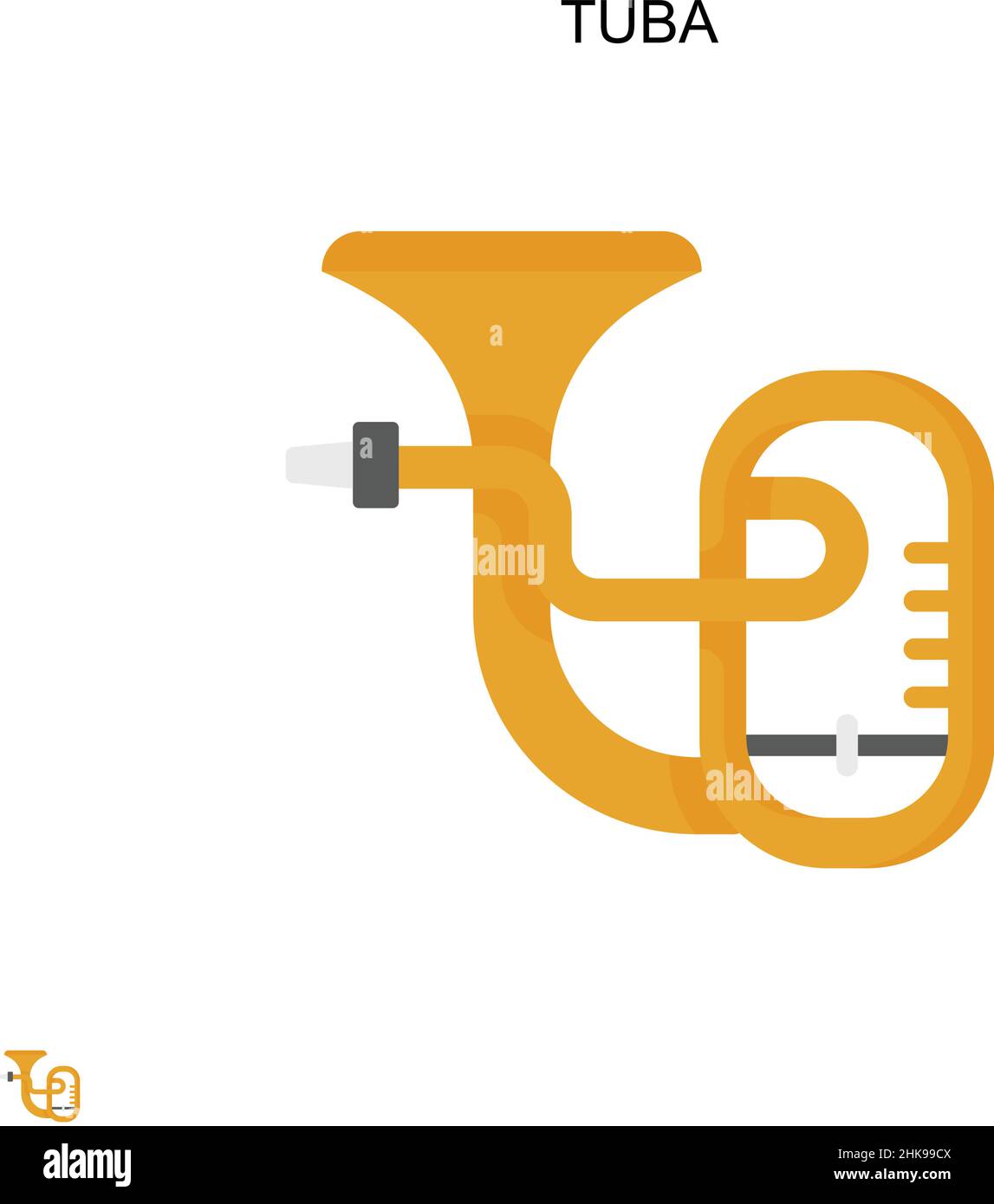 Icona vettore semplice Tuba. Modello di disegno del simbolo di illustrazione per l'elemento dell'interfaccia utente mobile Web. Illustrazione Vettoriale