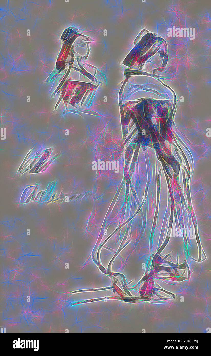 Ispirato dalla donna è probabilmente indossare costume regionale. Studio della testa di una donna. Donna di Arles, reinventata da Artotop. L'arte classica reinventata con un tocco moderno. Design di calda e allegra luminosità e di raggi di luce. La fotografia si ispira al surrealismo e al futurismo, abbracciando l'energia dinamica della tecnologia moderna, del movimento, della velocità e rivoluzionando la cultura Foto Stock