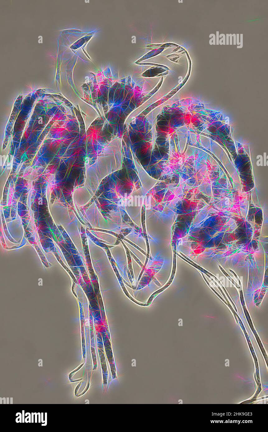 Ispirato a due uccelli con mascelle aperte, Reimagined by Artotop. L'arte classica reinventata con un tocco moderno. Design di calda e allegra luminosità e di raggi di luce. La fotografia si ispira al surrealismo e al futurismo, abbracciando l'energia dinamica della tecnologia moderna, del movimento, della velocità e rivoluzionando la cultura Foto Stock