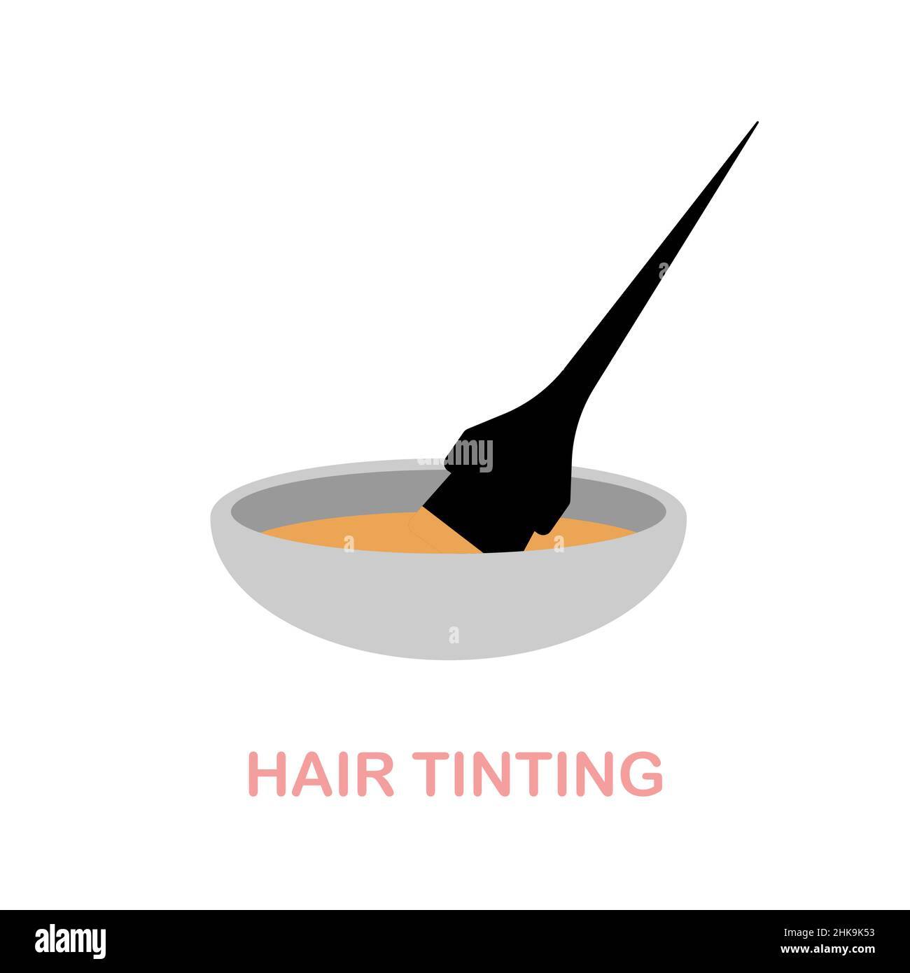 Icona piatta per la colorazione dei capelli. Segno elemento colorato dalla collezione del salone di bellezza. Flat Hair tinting segno icona per il web design, infografica e altro ancora. Illustrazione Vettoriale