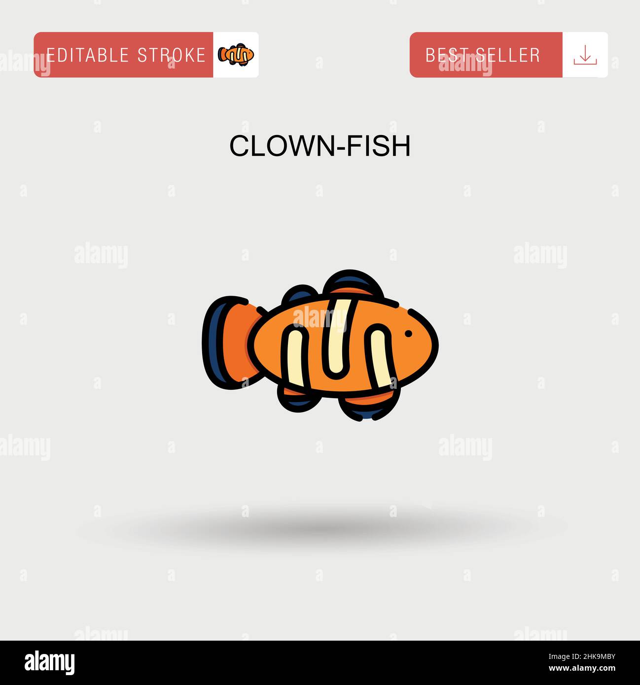 Clown-fish semplice icona vettoriale. Illustrazione Vettoriale