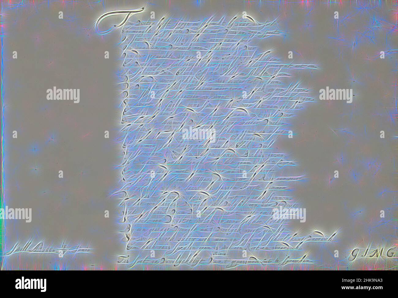 Ispirato da poesia su un viaggio di piacere a Hattem, Gesina ter Borch, Zwolle, Paesi Bassi, 3-giu-1660 - 13-giu-1660, Carta, scrittura (processi), altezza 243 mm x larghezza 360 mm, reinventata da Artotop. L'arte classica reinventata con un tocco moderno. Design di calda e allegra luminosità e di raggi di luce. La fotografia si ispira al surrealismo e al futurismo, abbracciando l'energia dinamica della tecnologia moderna, del movimento, della velocità e rivoluzionando la cultura Foto Stock