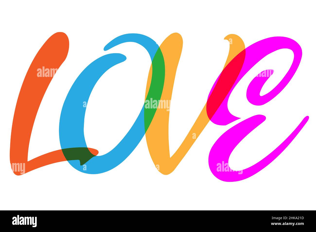 Scrittura a mano 3D colore parola AMORE. Concetto di matrimonio. Illustrazione vettoriale Illustrazione Vettoriale