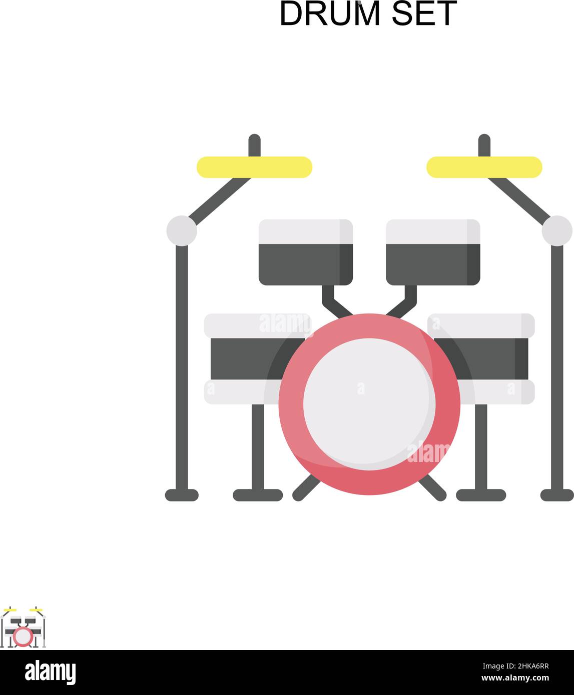 Icona vettore semplice drum set. Modello di disegno del simbolo di illustrazione per l'elemento dell'interfaccia utente mobile Web. Illustrazione Vettoriale