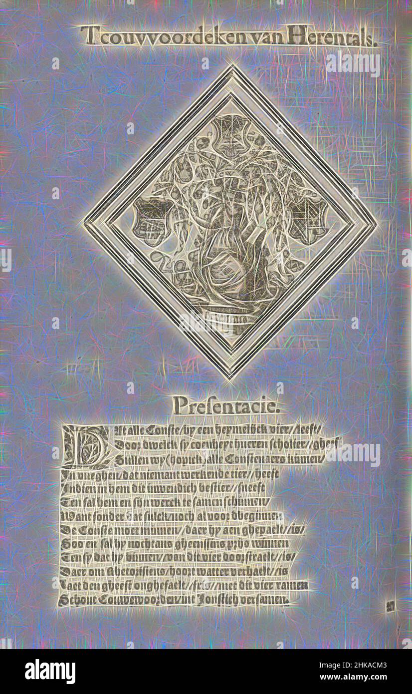 Ispirato da Mostra di De Cauwoerde (Herentals), 1561, Tpoëtelijck Punt of Herentals, scena dal gioco di De Cauwoerde, camera di cavalleria in Herentals. Giove sul suo trono, a sinistra le tre grazie, a destra Mercurio con mangiato in catene. Per il Landjuweel di Anversa nel 1561., Print, Reimagined by Artotop. L'arte classica reinventata con un tocco moderno. Design di calda e allegra luminosità e di raggi di luce. La fotografia si ispira al surrealismo e al futurismo, abbracciando l'energia dinamica della tecnologia moderna, del movimento, della velocità e rivoluzionando la cultura Foto Stock