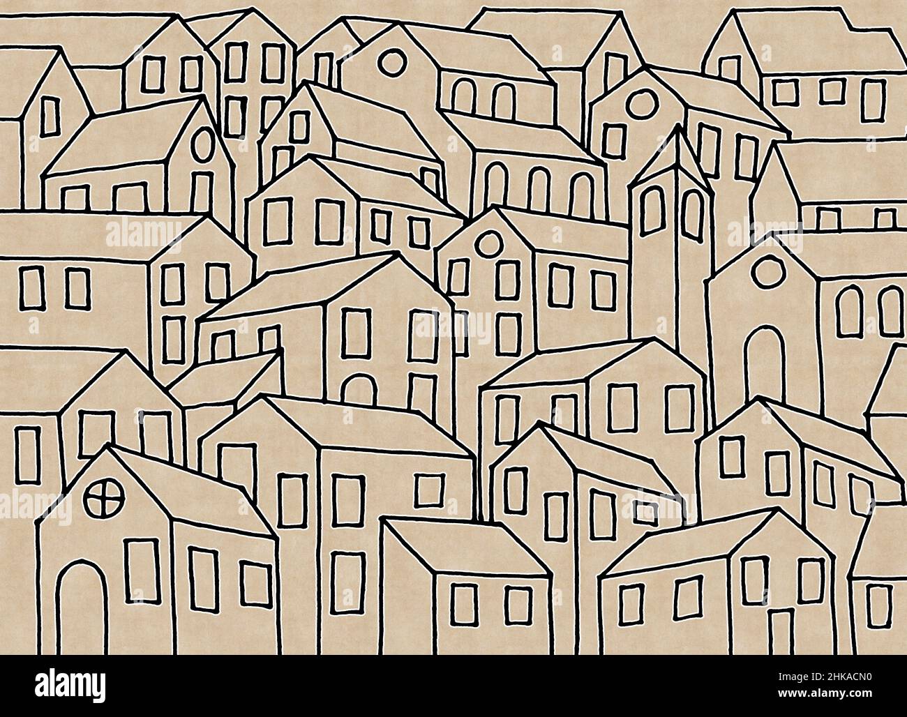 Città immaginaria ispirata alla vecchia città toscane - Io sono il proprietario del copyright di graffiti immagini utilizzate in questa immagine. Foto Stock