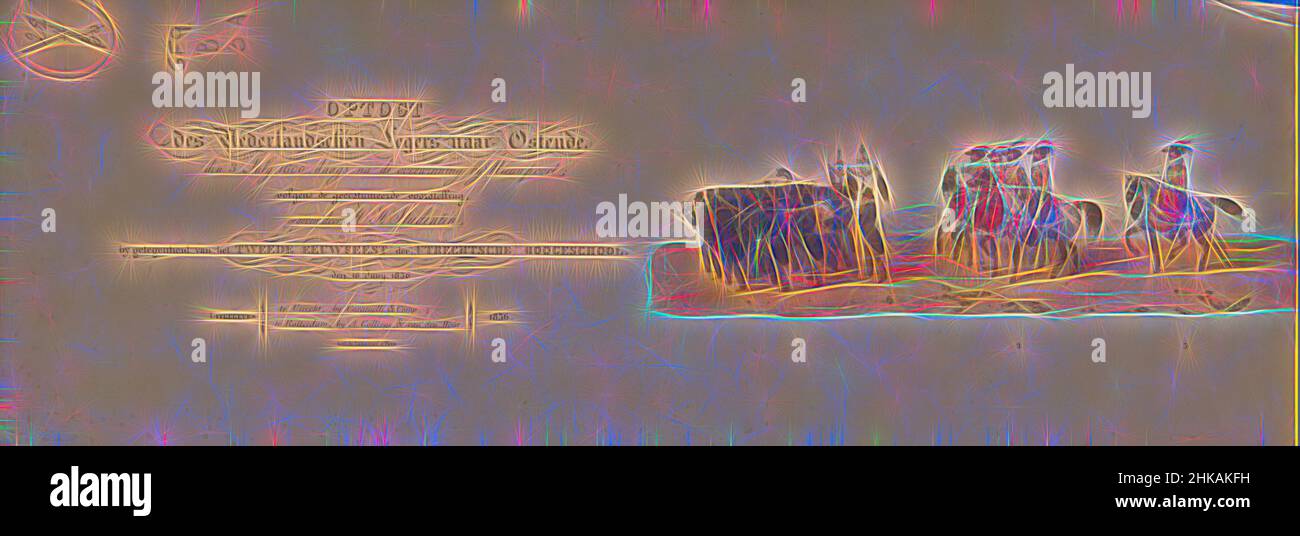 Ispirato dalla processione storica al secondo centenario del Collegio Utrecht, 1836 (title print), Optogt des Nederlandschen Legers naar Ostende, den 3 luglio 1600, daag na de overwinning di Nieuwpoort; volde gecostumeerde voorstelling, gegeven door H Studenten, bij gelegenheid van Artothet de Timagens. L'arte classica reinventata con un tocco moderno. Design di calda e allegra luminosità e di raggi di luce. La fotografia si ispira al surrealismo e al futurismo, abbracciando l'energia dinamica della tecnologia moderna, del movimento, della velocità e rivoluzionando la cultura Foto Stock