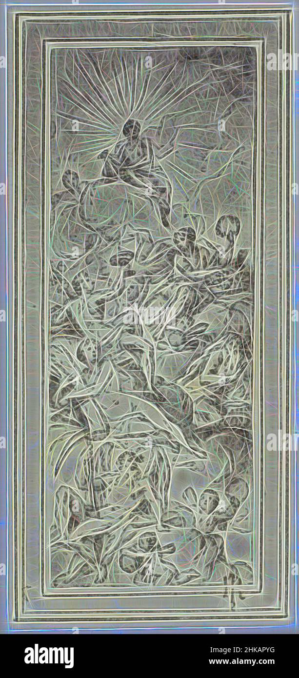 Ispirato da Sir J. Thornhill, il soffitto del Greenwich Hospital, Fotoreproduzione di disegno in 'The Reveley Collection of drawings at Brynygwin', fig. 59., Philip Henry Delamotte, Thomas Frederick Hardwich, 1855 - 1858, carta, Stampa albume, altezza 127 mm x larghezza 59 mm, reinventata da Artotop. L'arte classica reinventata con un tocco moderno. Design di calda e allegra luminosità e di raggi di luce. La fotografia si ispira al surrealismo e al futurismo, abbracciando l'energia dinamica della tecnologia moderna, del movimento, della velocità e rivoluzionando la cultura Foto Stock