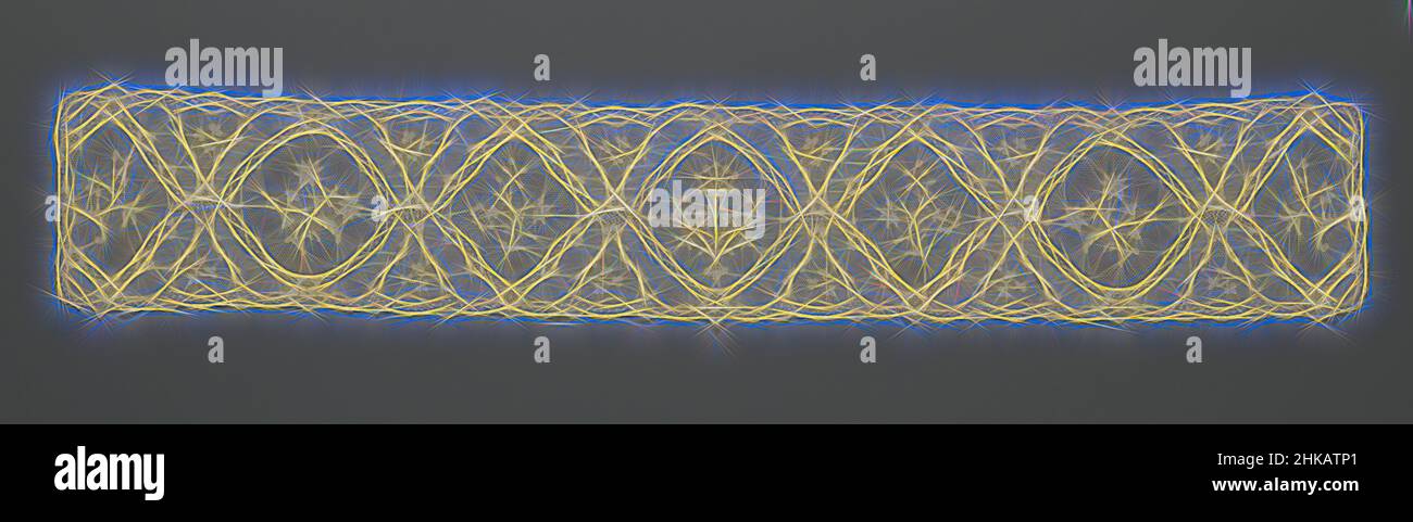 Ispirato al velo di cappello o voile di pizzo ad ago con medaglioni a forma di diamante, il velo di cappello di pizzo ad ago di colore naturale: Una combinazione di pizzo argentino e pizzo di Alencon. Modello rettangolare allungato. Il velo ha un modello di medaglioni a forma di diamante all'interno del quale si trova un ramo di fiore sciolto. Lungo il, reinventato da Artotop. L'arte classica reinventata con un tocco moderno. Design di calda e allegra luminosità e di raggi di luce. La fotografia si ispira al surrealismo e al futurismo, abbracciando l'energia dinamica della tecnologia moderna, del movimento, della velocità e rivoluzionando la cultura Foto Stock